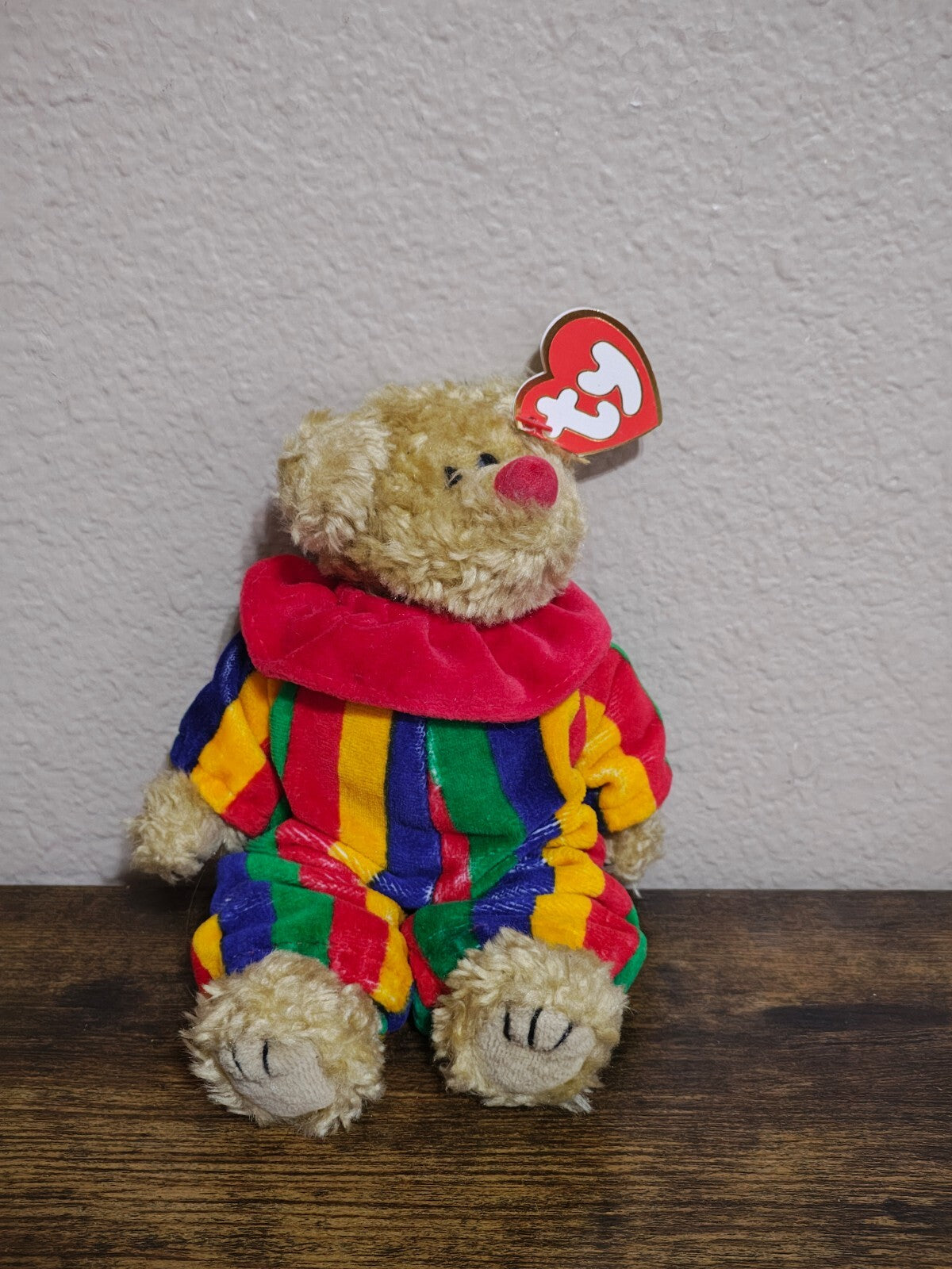1993 Retired Ty Attic Treasures "Piccadilly" Clown Bear Beanie Plush