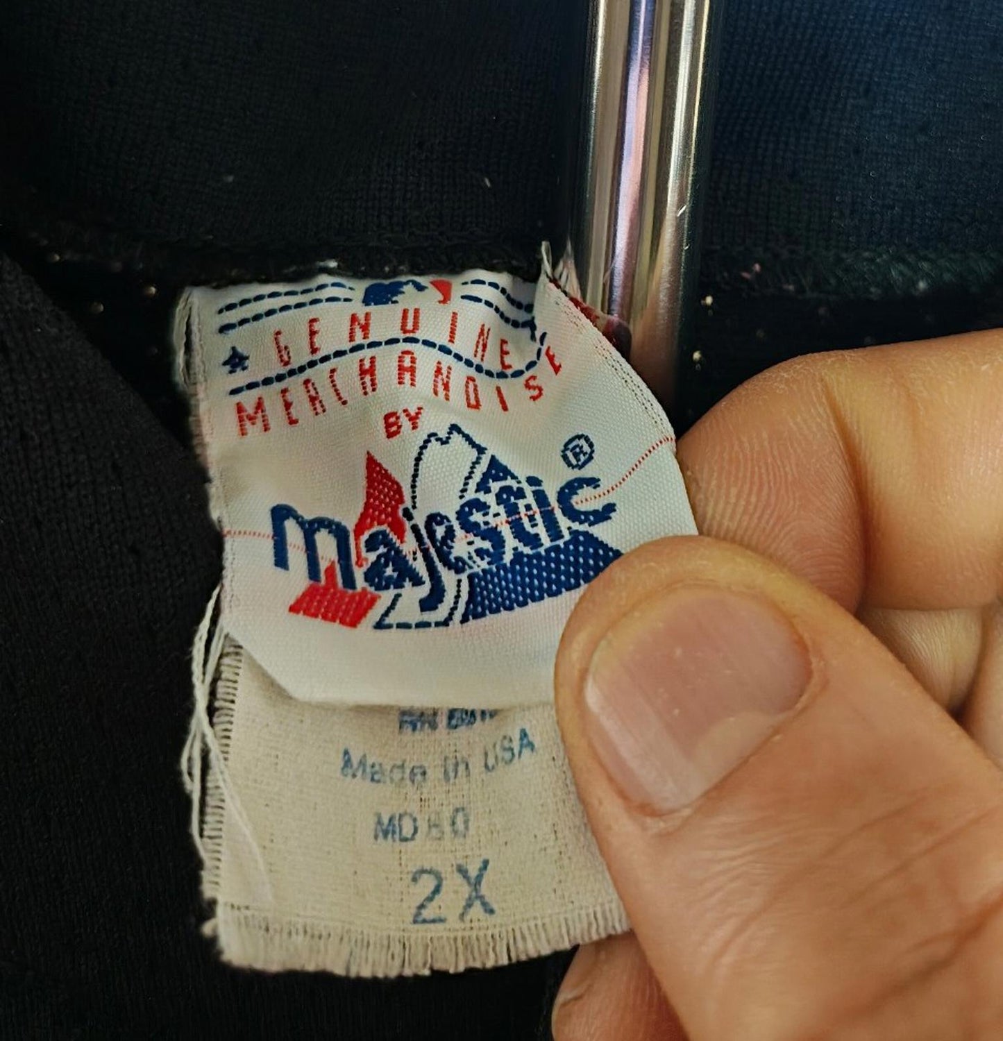 1990's Majestic New York Mets Big Patches Black Jersey