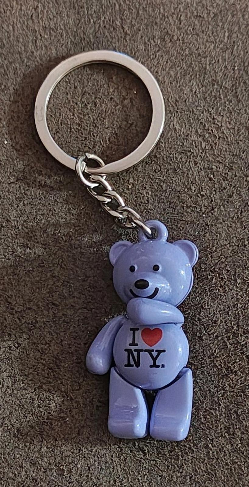 I Love NY Purple Teddy Bear Keychain With Movable Arms & Legs Keychai