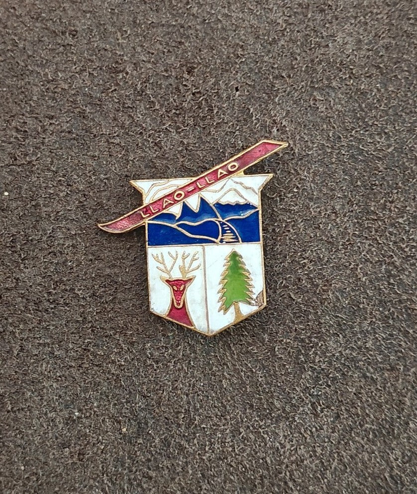 1940s LLAO LLAO Ski Resort Argentina Gold Tone Enamel Pin