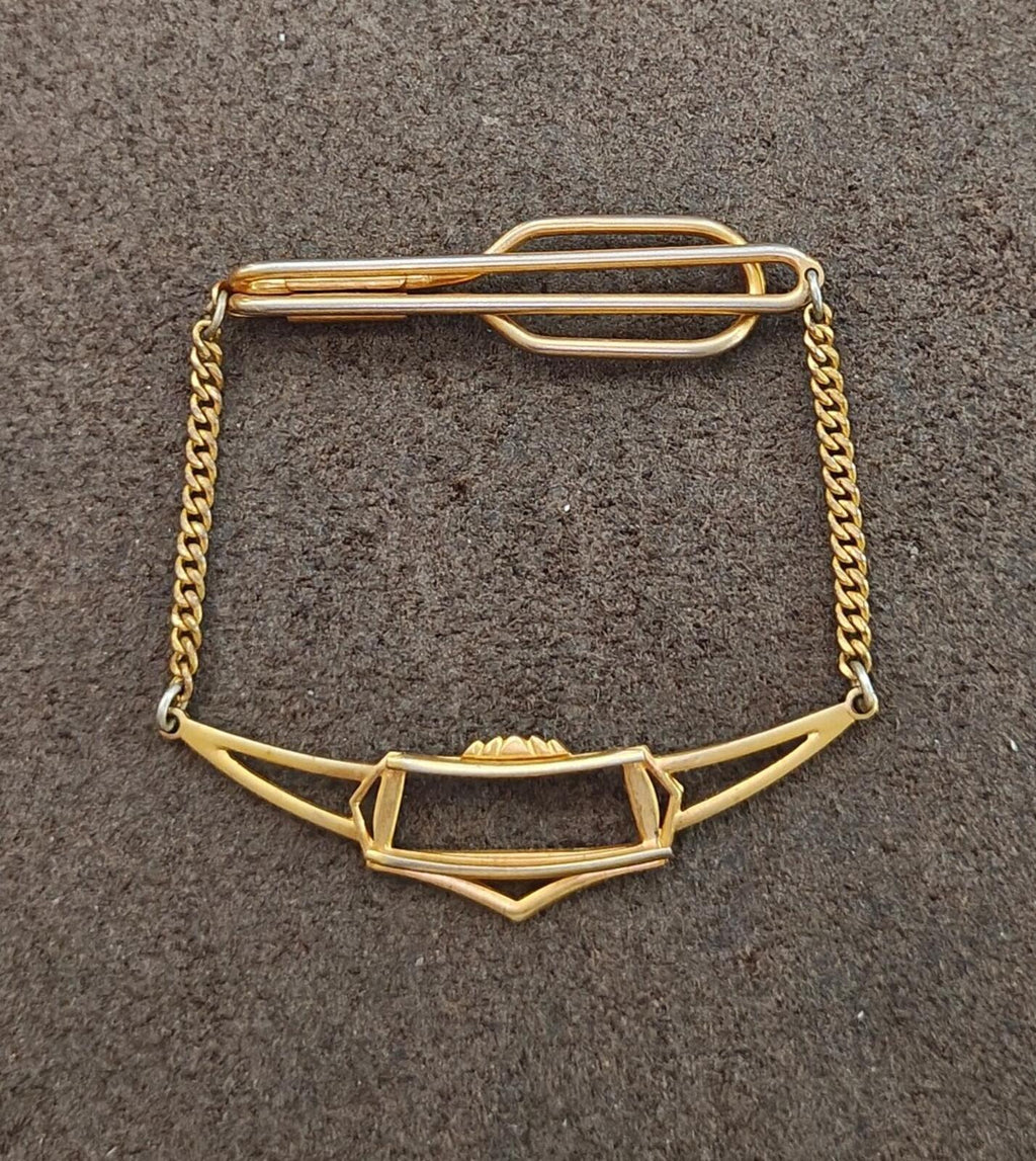 1930s Art Deco Style Gold Tone Tie Bar/Tie Clip