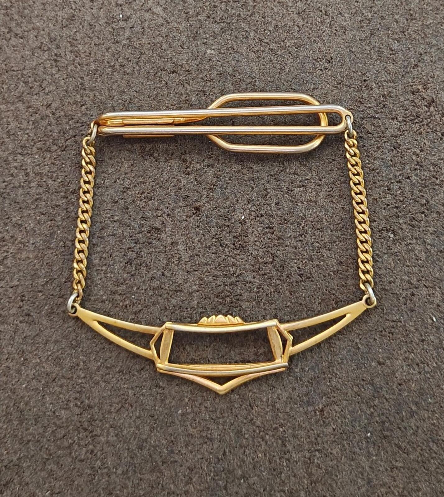 1930s Art Deco Style Gold Tone Tie Bar/Tie Clip