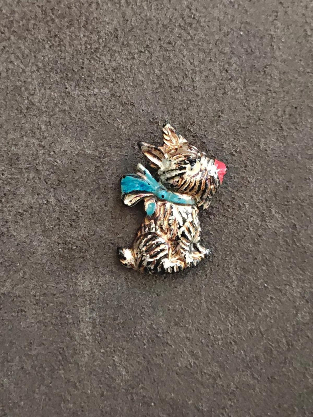 1930s/40s Gold Tone Celluloid Scottie Dog Brooch