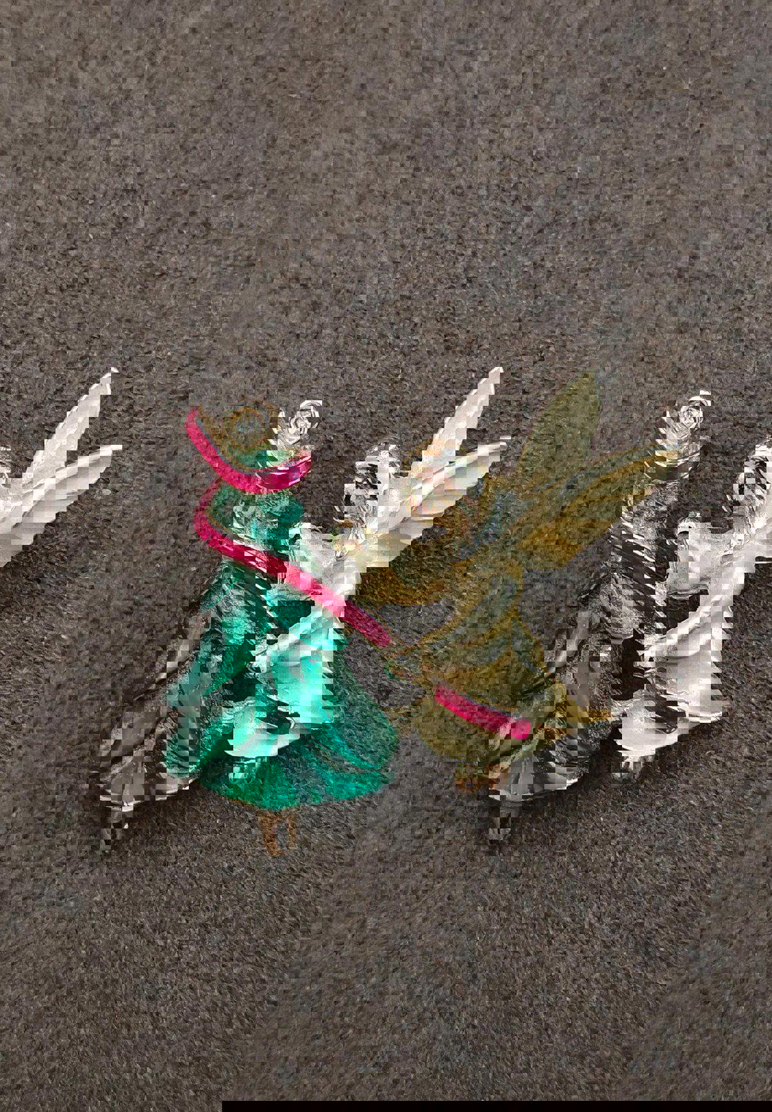 1990's Signed Gigi Giusti Angel Christmas Tree Brooch Pin