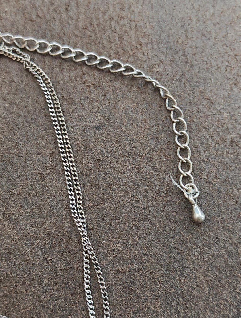 2000s Silver Tone Lia Sophia Divine Deco Red Cabochon Drop Necklace - Trinketmania