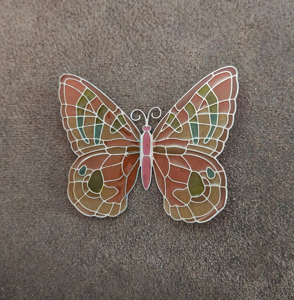 2006 Joan Baker Designs stained glass butterfly magnetic suncatcher/window decor - Trinketmania-LV