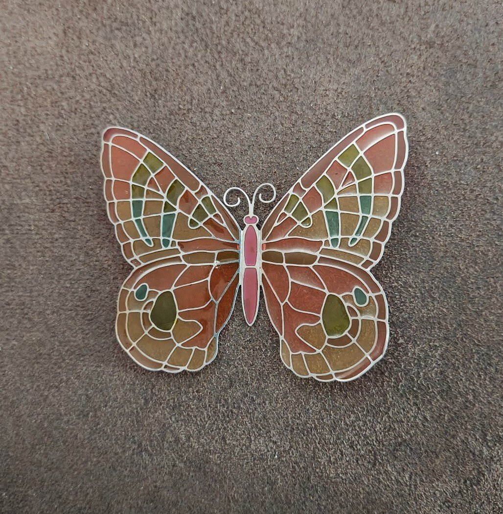 2006 Joan Baker Designs stained glass butterfly magnetic suncatcher/window decor - Trinketmania-LV