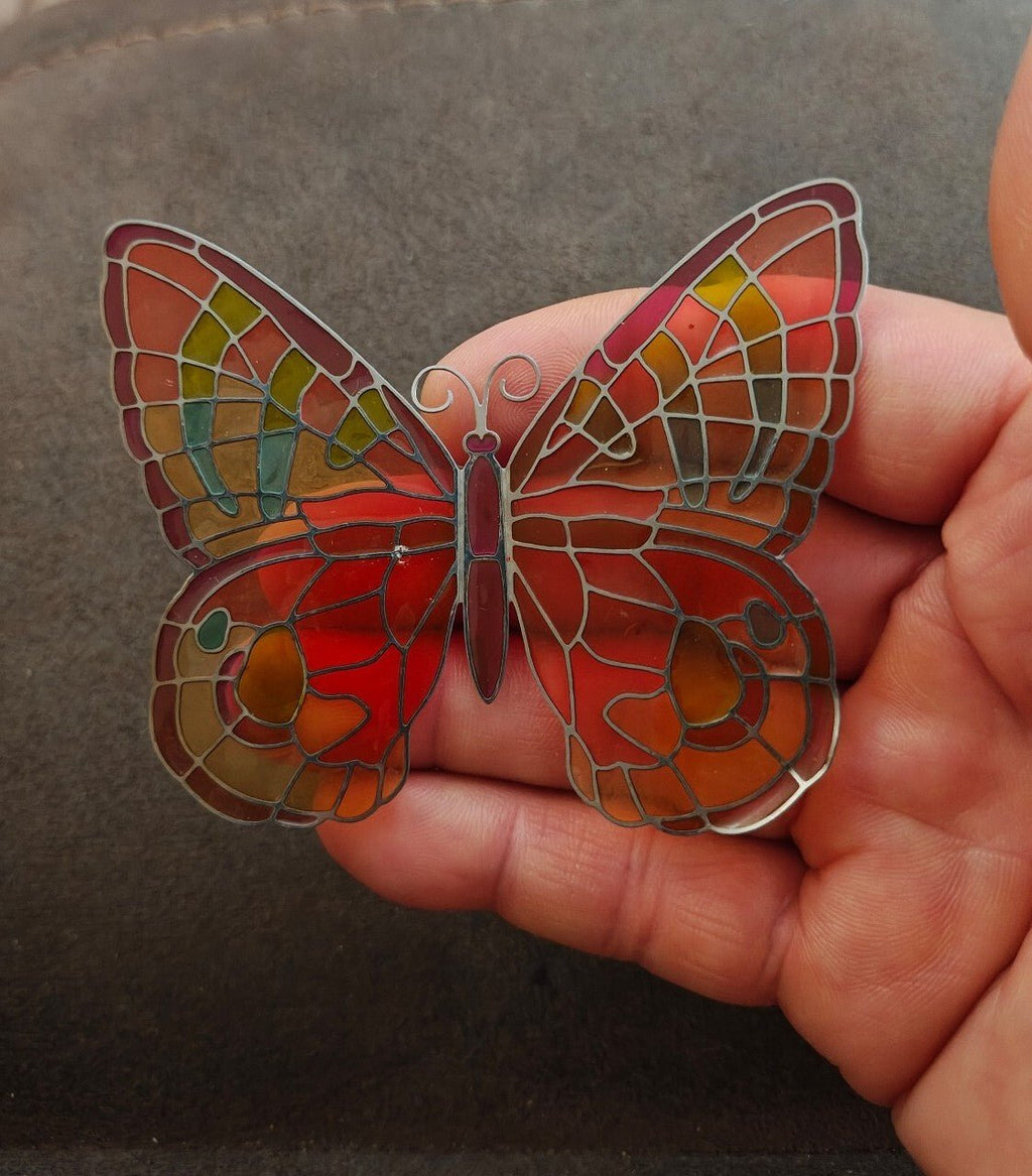 2006 Joan Baker Designs stained glass butterfly magnetic suncatcher/window decor - Trinketmania-LV