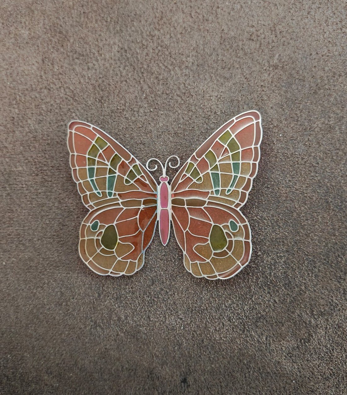 2006 Joan Baker Designs stained glass butterfly magnetic suncatcher/window decor - Trinketmania-LV