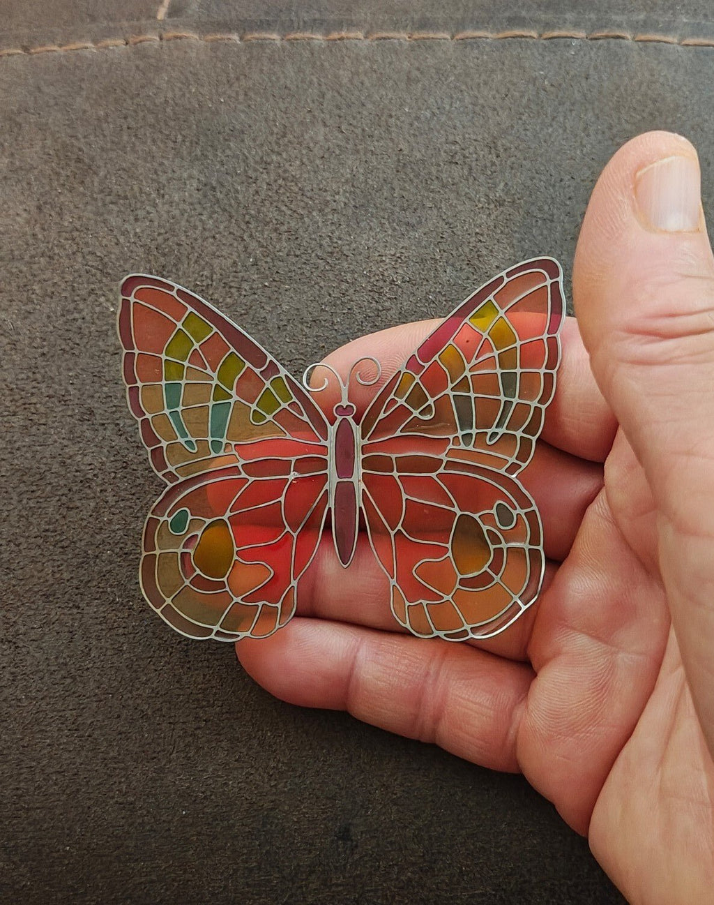 2006 Joan Baker Designs stained glass butterfly magnetic suncatcher/window decor - Trinketmania-LV