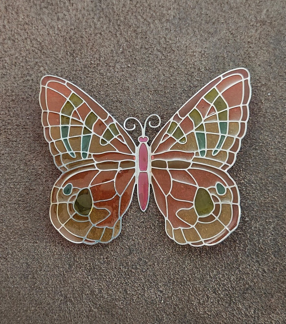 2006 Joan Baker Designs stained glass butterfly magnetic suncatcher/window decor - Trinketmania-LV