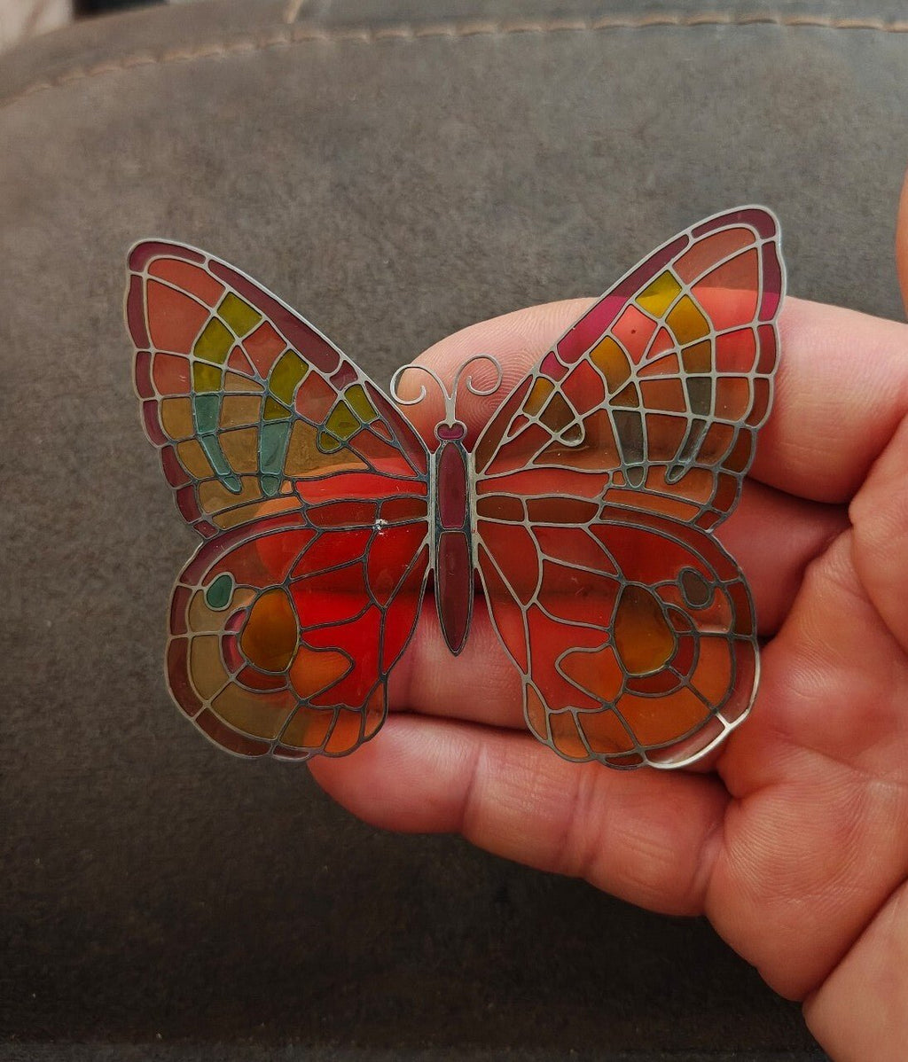 2006 Joan Baker Designs stained glass butterfly magnetic suncatcher/window decor - Trinketmania-LV
