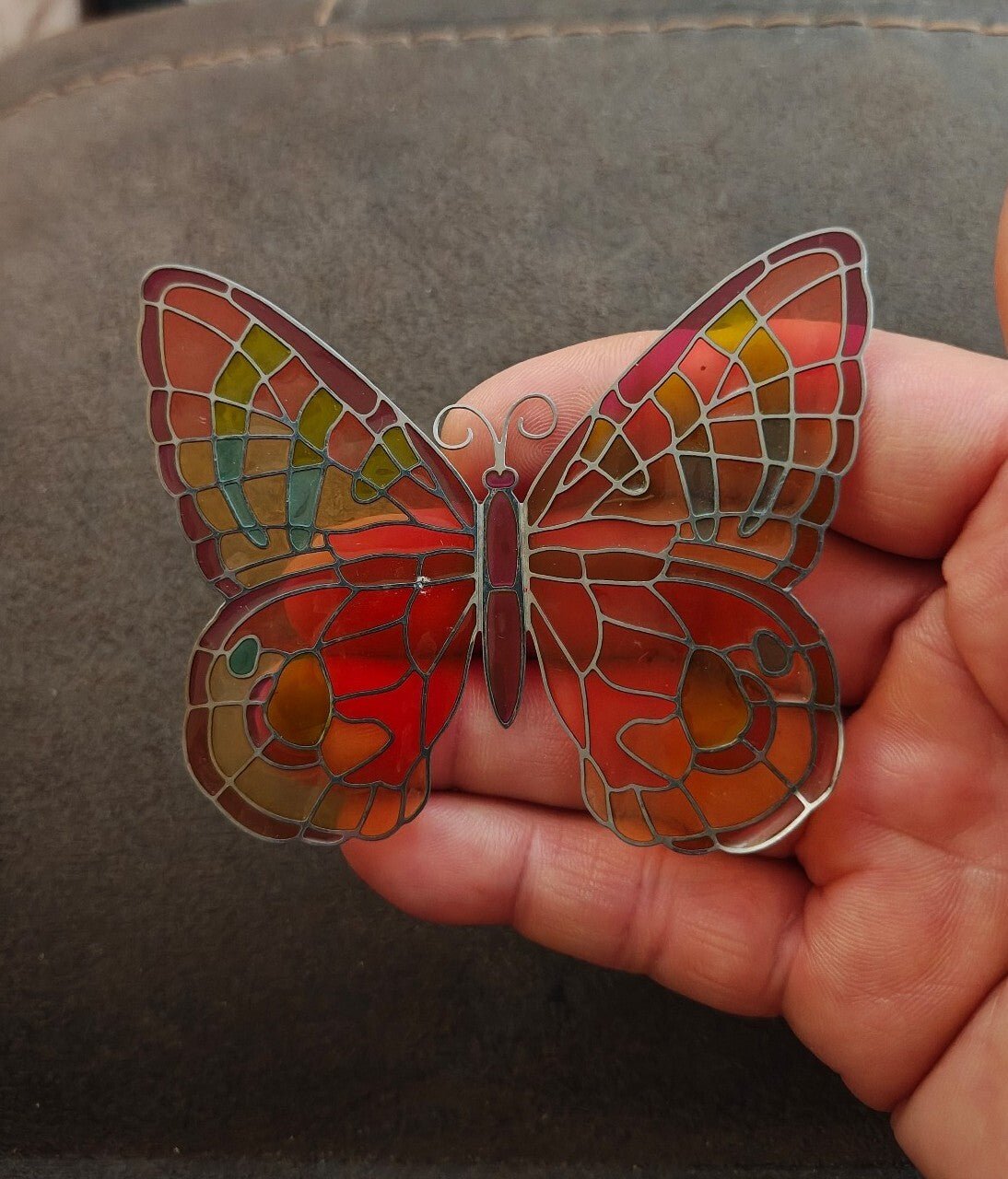 2006 Joan Baker Designs stained glass butterfly magnetic suncatcher/window decor - Trinketmania-LV