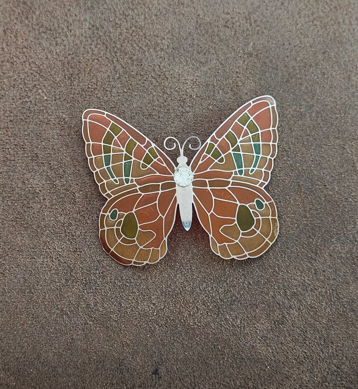 2006 Joan Baker Designs stained glass butterfly magnetic suncatcher/window decor - Trinketmania-LV