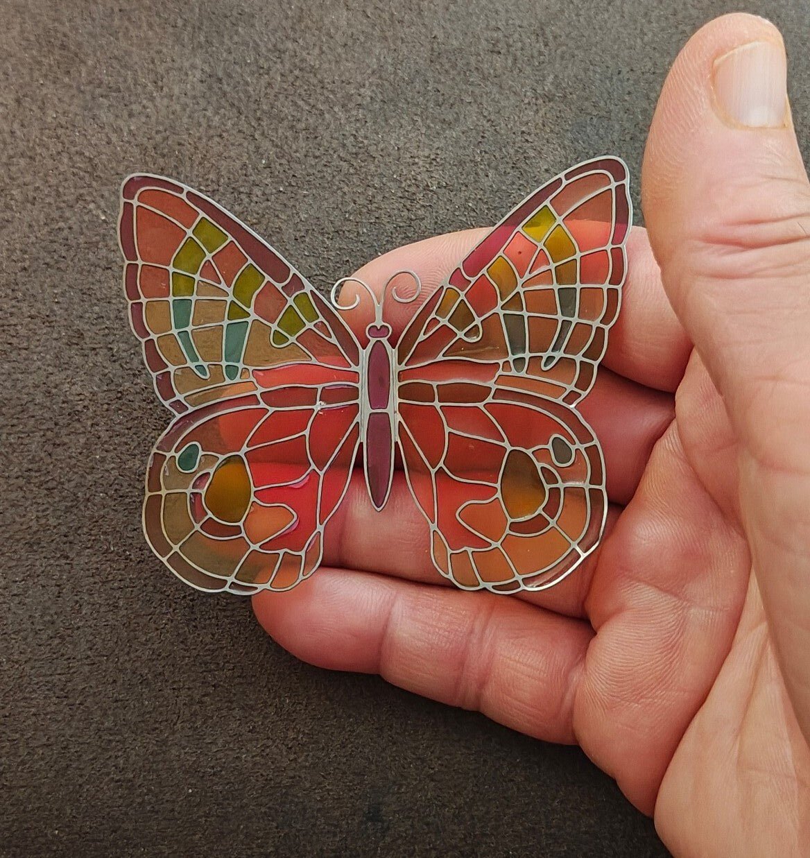 2006 Joan Baker Designs stained glass butterfly magnetic suncatcher/window decor - Trinketmania-LV