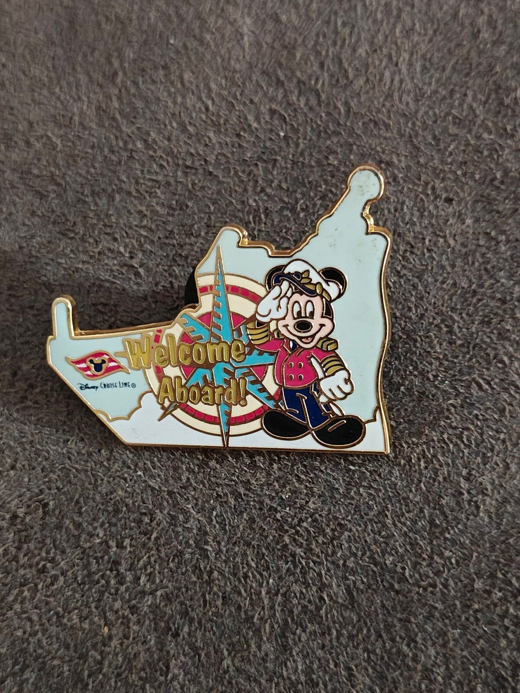 2008 Disney Cruise Line Gold Tone Enamel Pin Featuring Captain Mickey Mouse - Trinketmania-LV