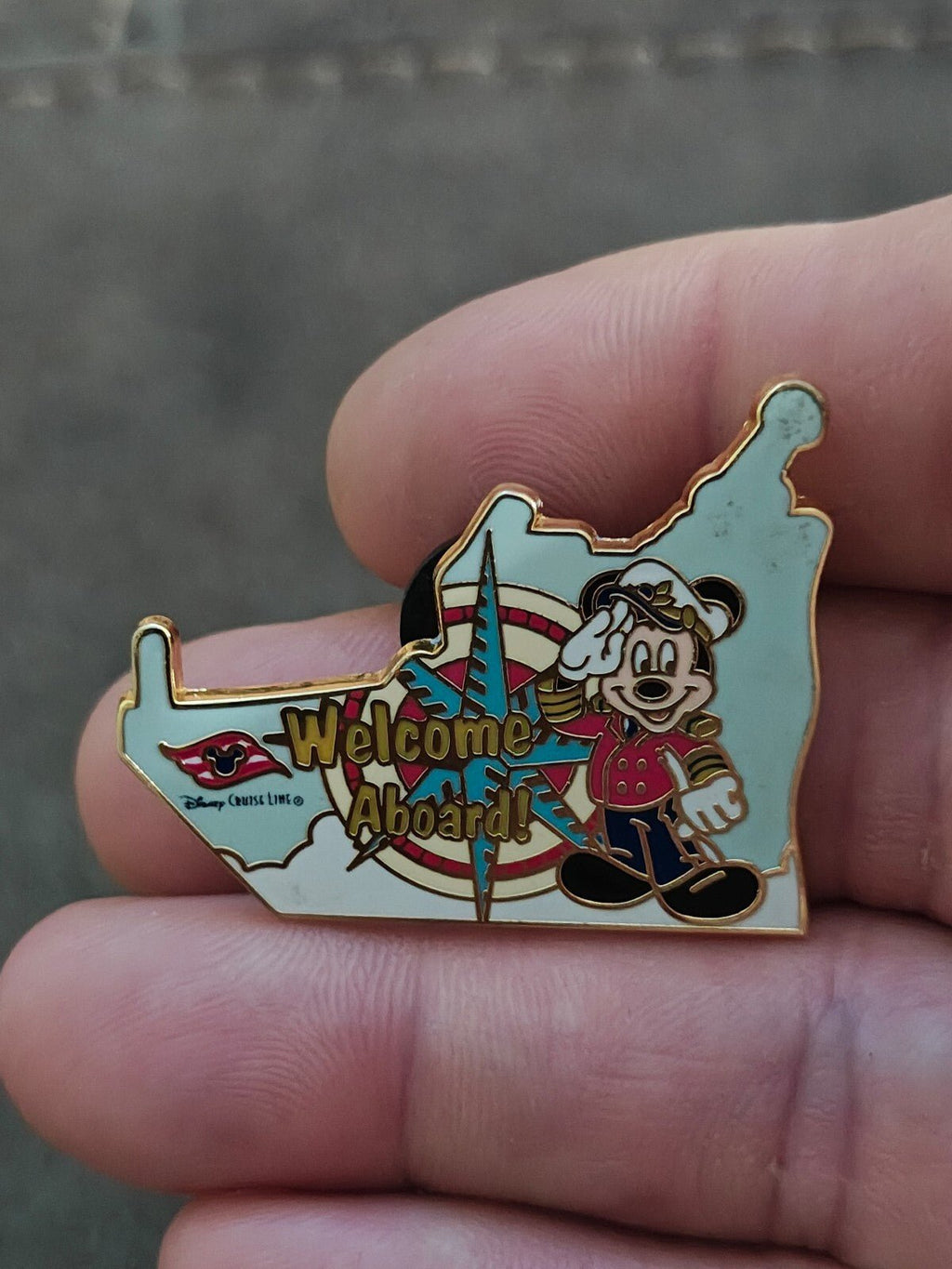 2008 Disney Cruise Line Gold Tone Enamel Pin Featuring Captain Mickey Mouse - Trinketmania-LV