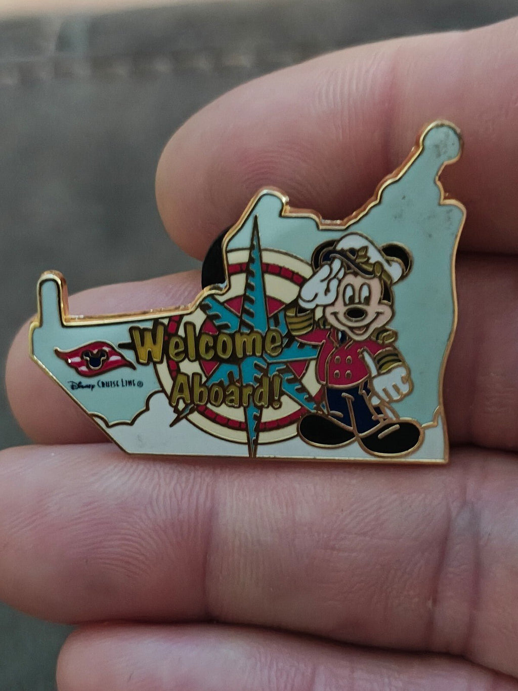 2008 Disney Cruise Line Gold Tone Enamel Pin Featuring Captain Mickey Mouse - Trinketmania-LV
