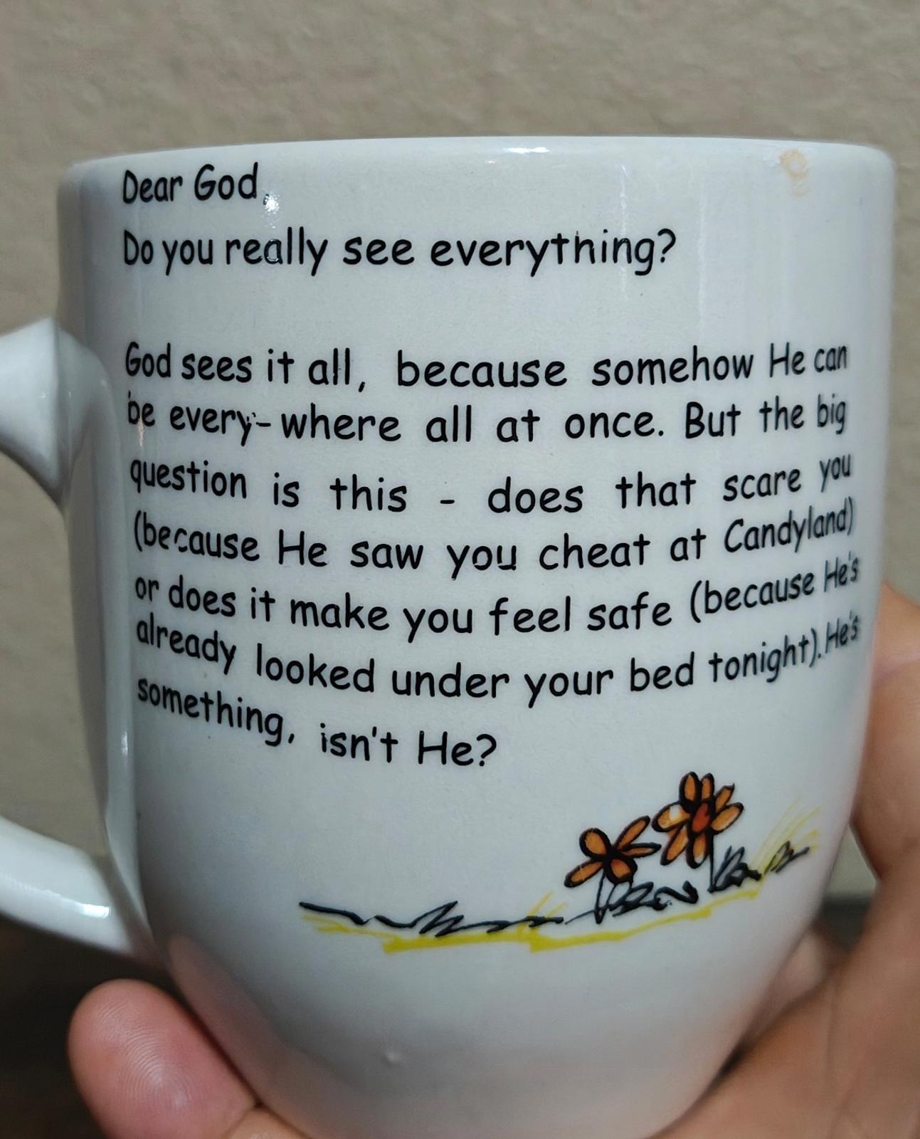 1980's Dear God Royal Ceramic Mug