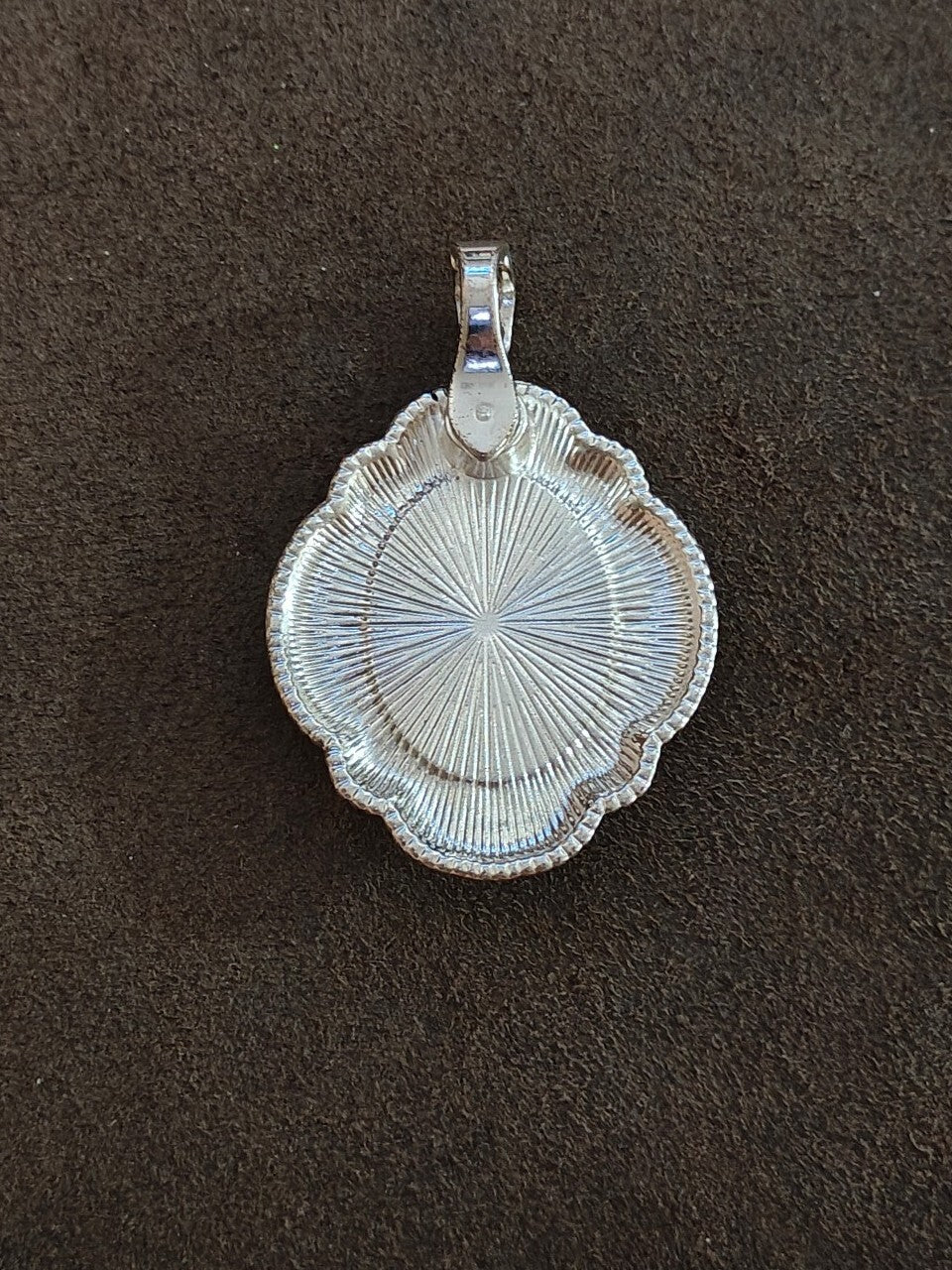 1990s Silver Tone With Oval Cabochon Stone Pendant