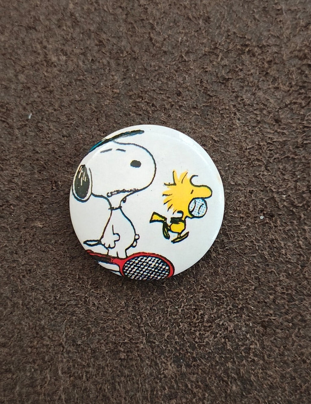 1970s/80s Peanuts Snoopy & Woodstock Tennis Pinback Button