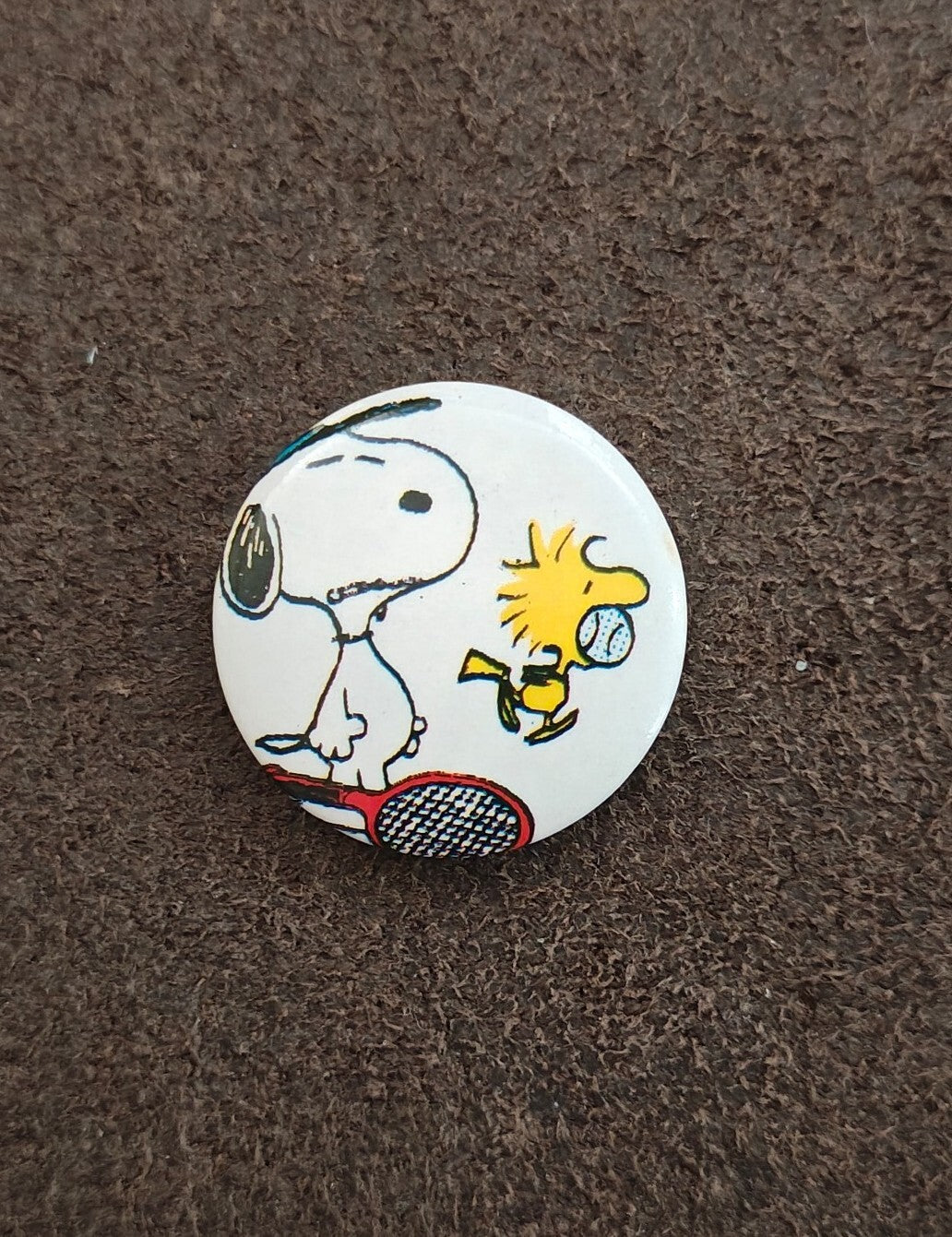 1970s/80s Peanuts Snoopy & Woodstock Tennis Pinback Button