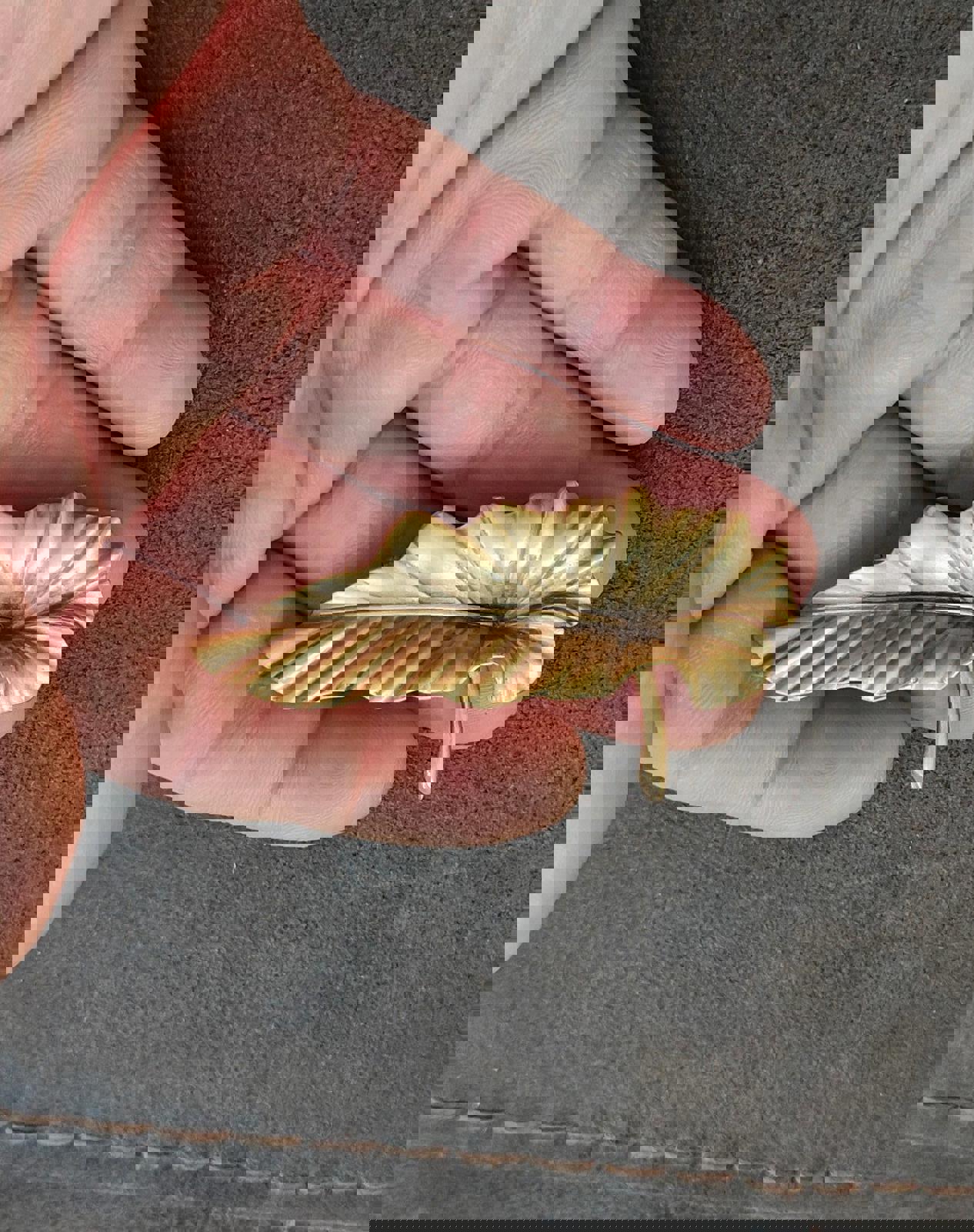 1980's Gold Tone Leaf Brooch Pin Signed TYSON (Cicely Tyson)