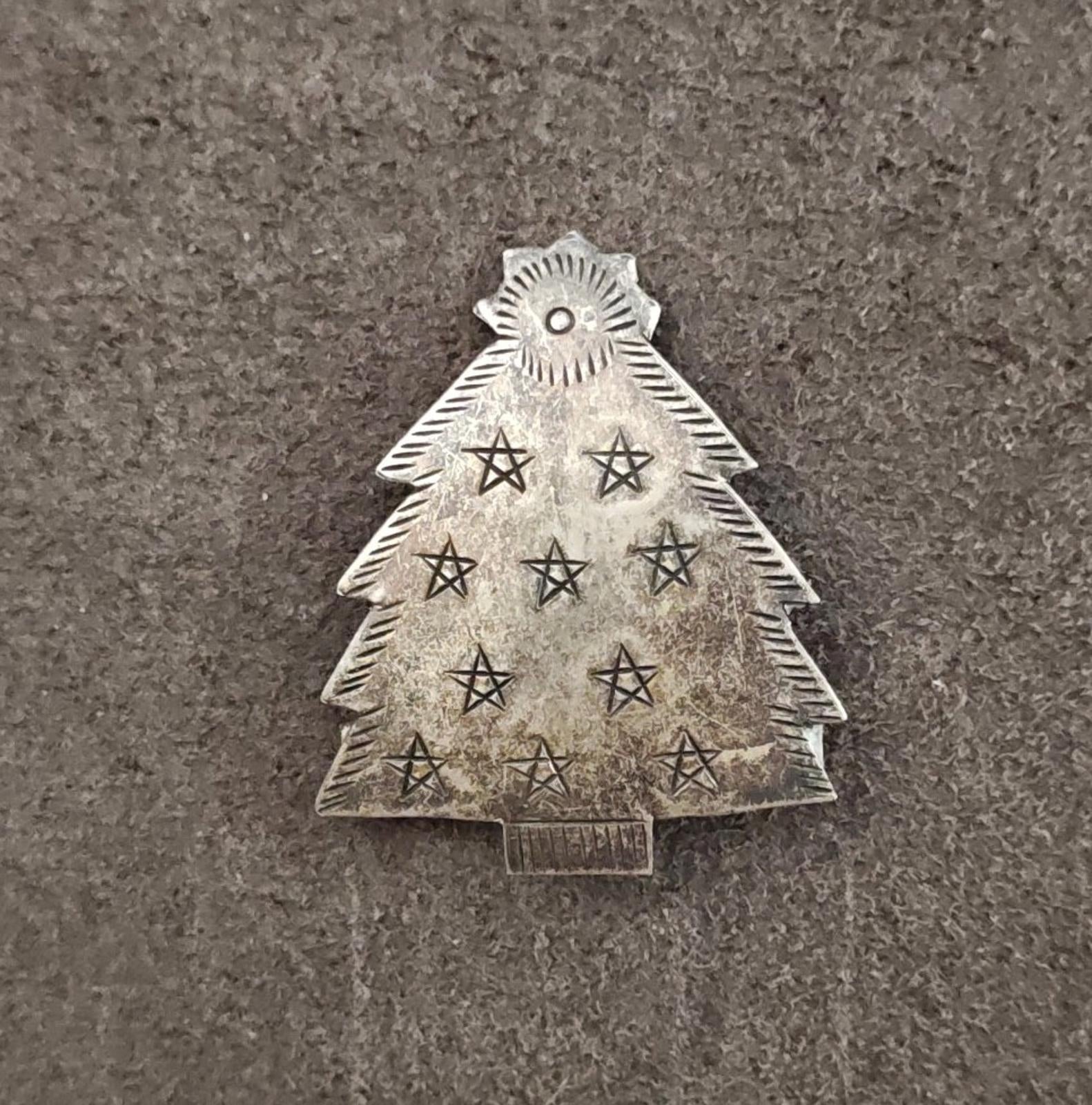 1970s Silver Tone Christmas Tree Brooch