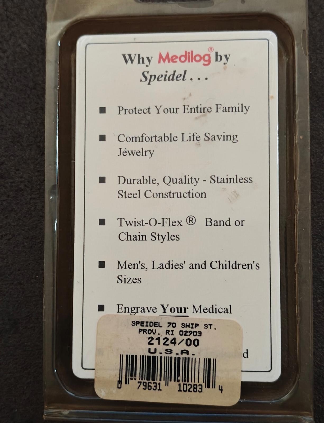 1960s/70s Silver Tone Speidel Medilog Medical Alert Identification Bracelet