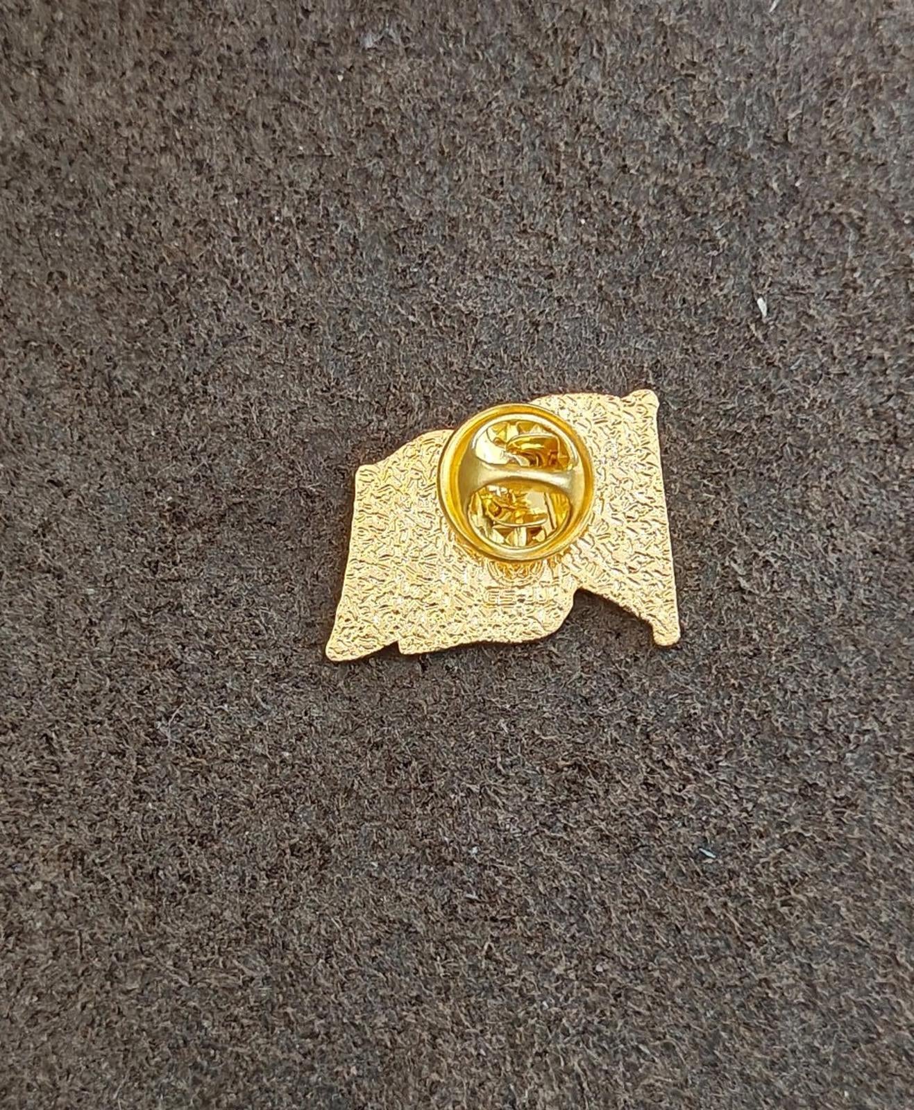 1980s Patriotic Gold Tone Enameled American Wavy Flag Pin.