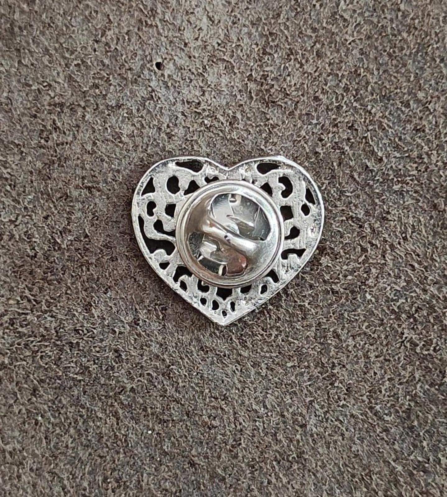 Two Tone Filigree Heart Cross Pin