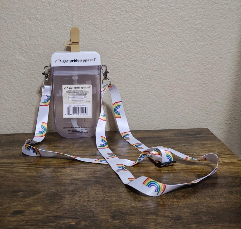 Colorful Gay Pride Apparel Popsicle Sipper 11.8 oz Water Bottle Rainbow Strap
