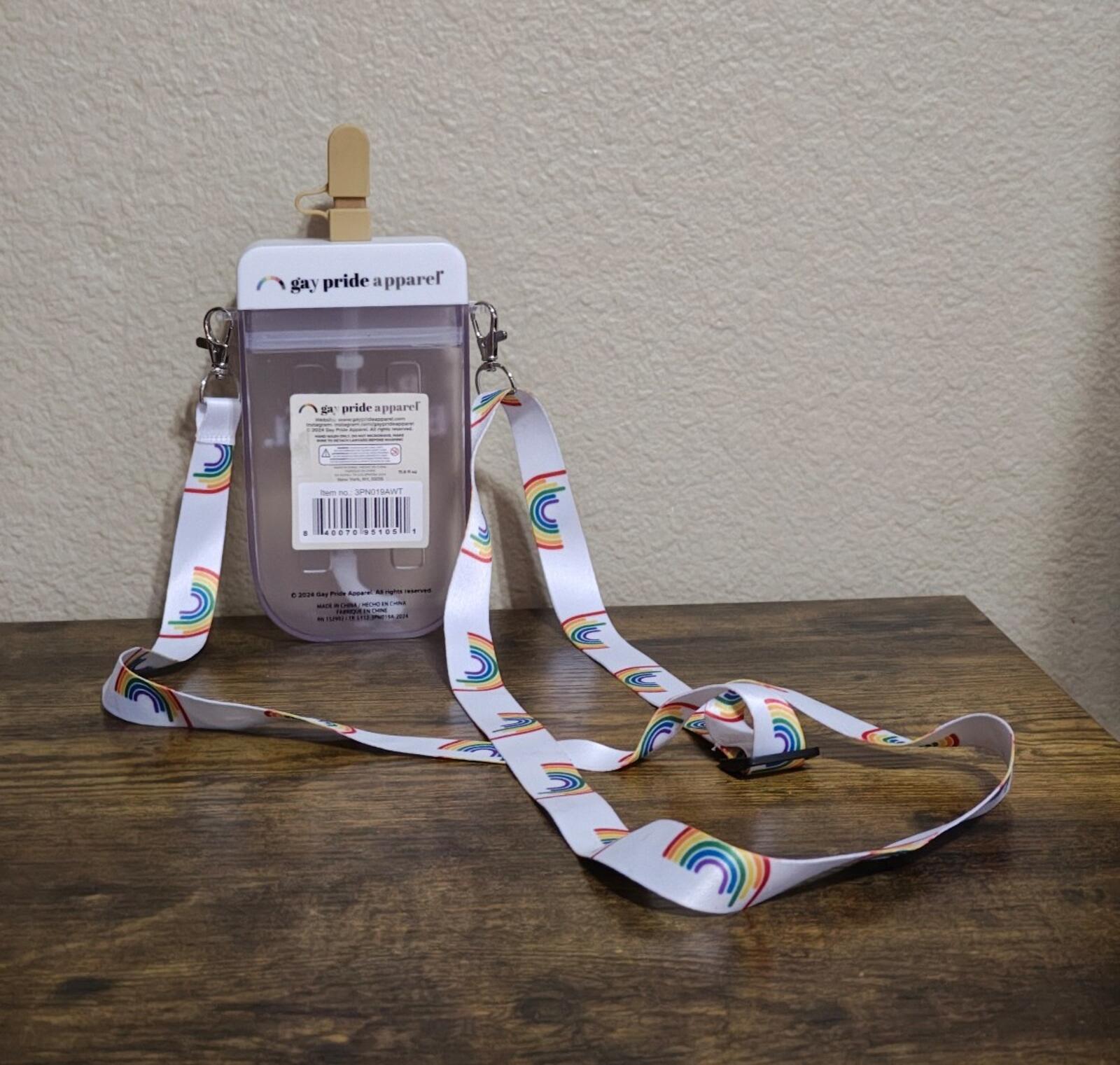 Colorful Gay Pride Apparel Popsicle Sipper 11.8 oz Water Bottle Rainbow Strap