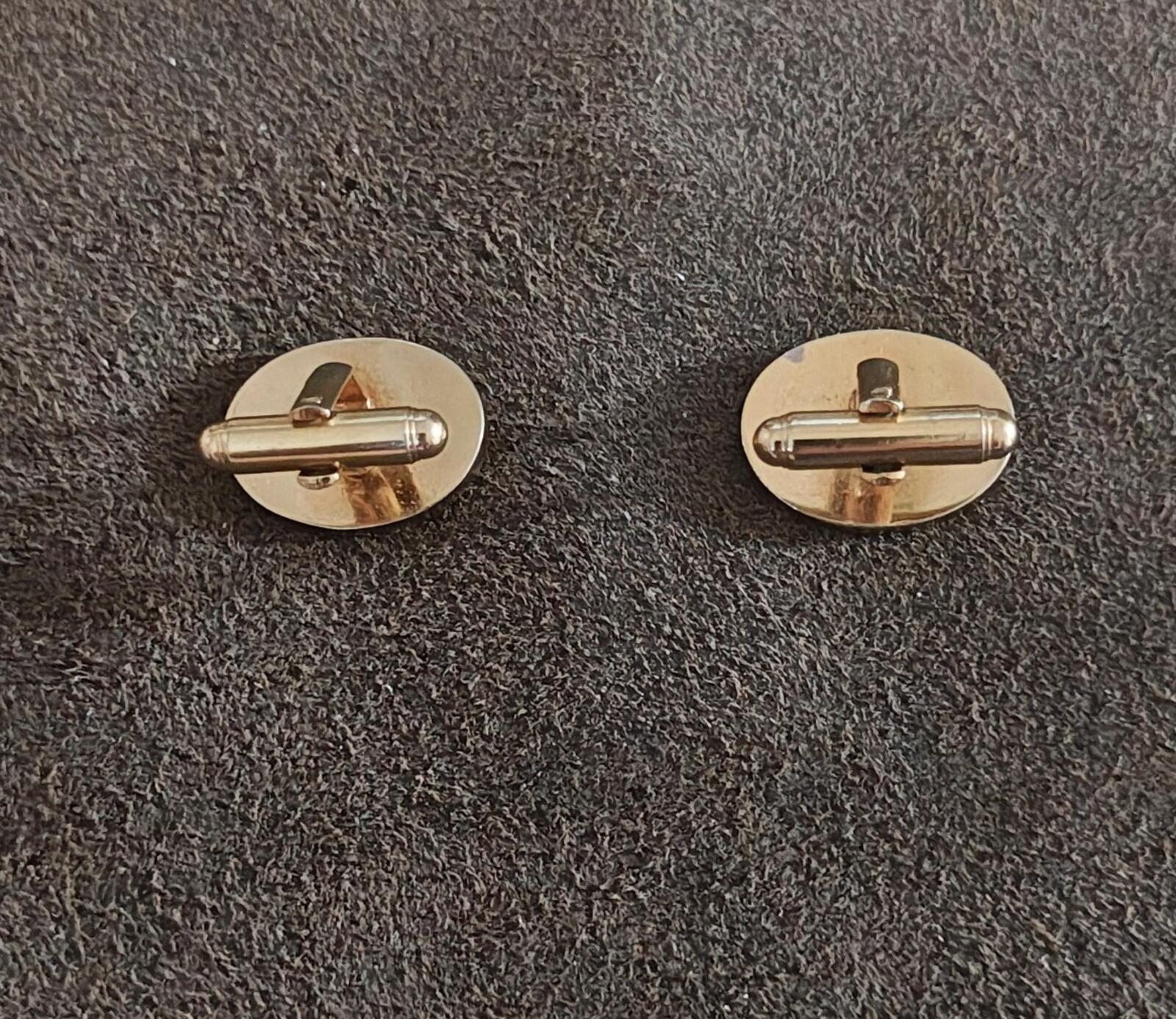 1950s/60s Marked Flex-Let Art Deco Style Gold Tone Textured Cufflinks