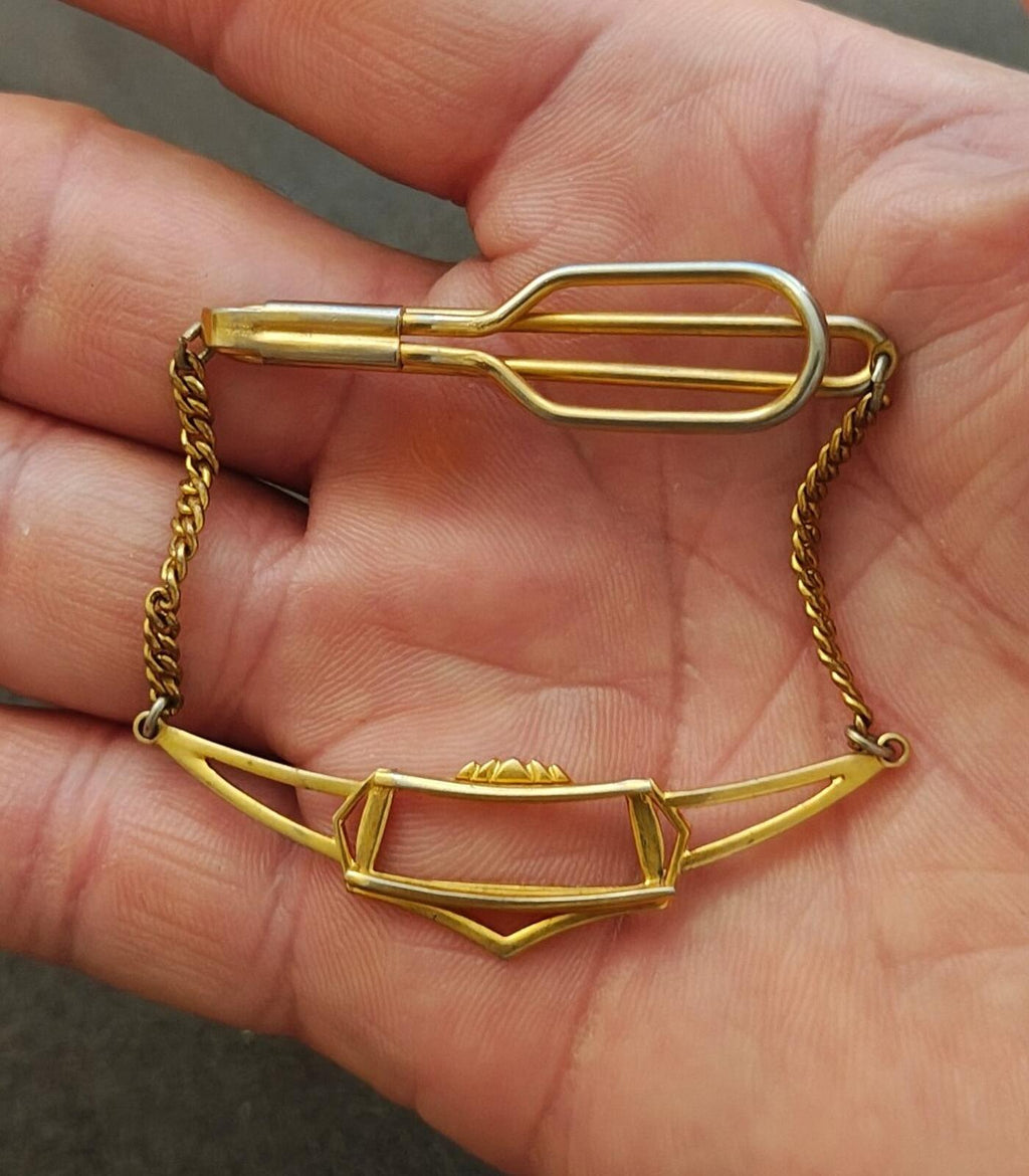 1930s Art Deco Style Gold Tone Tie Bar/Tie Clip