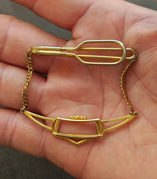 1930s Art Deco Style Gold Tone Tie Bar/Tie Clip