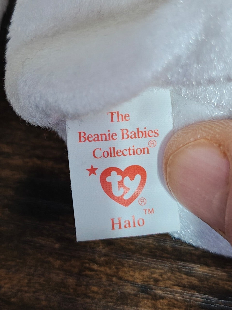 1998 Rare Retired Ty Halo the Angel Bear Beanie Baby Plush