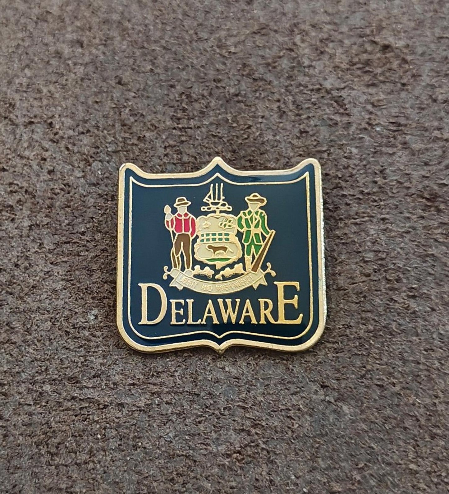1990s Gold Tone Delaware Souvenir Enamel Pin
