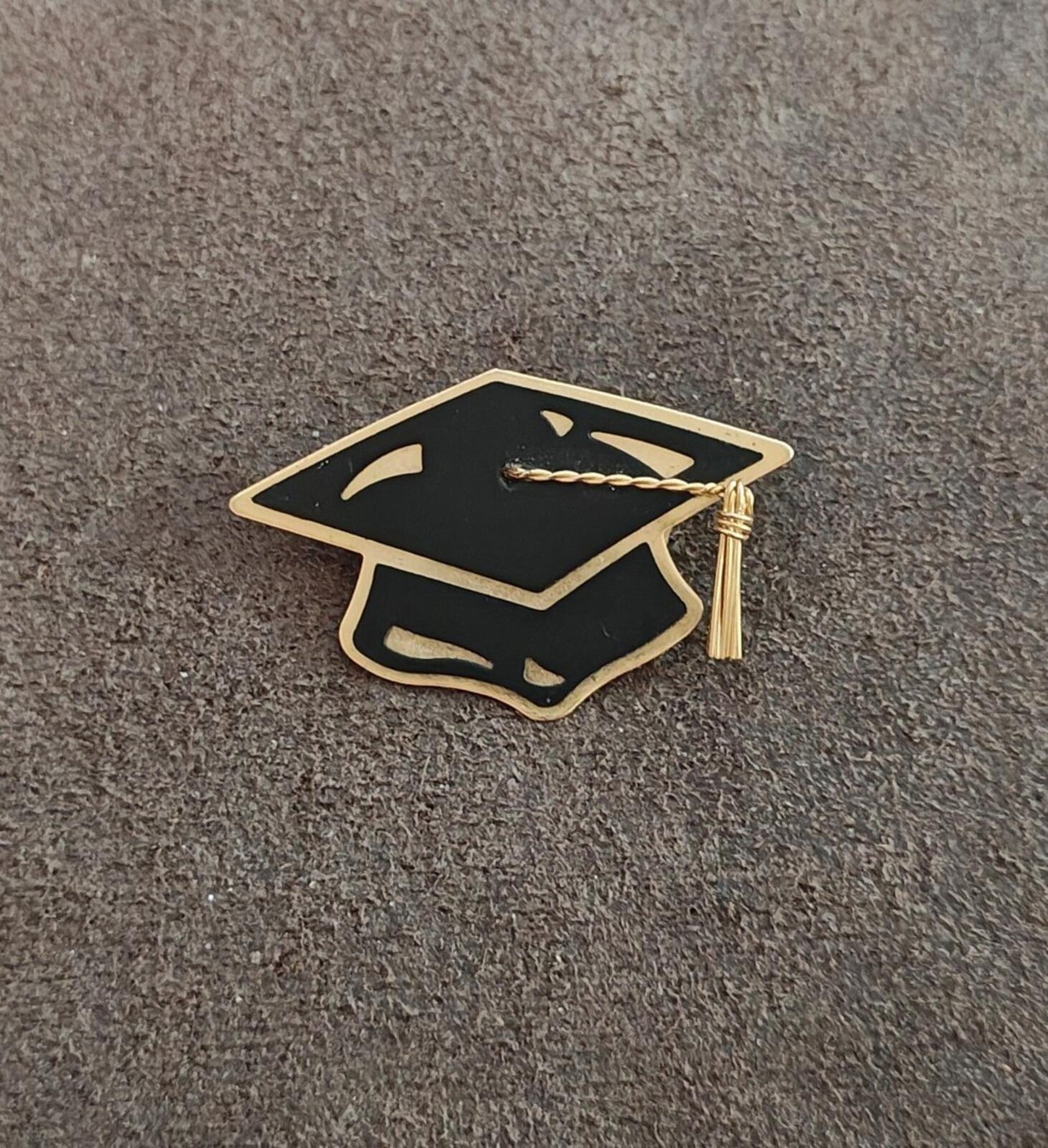 1980s/90s Gold Tone With  Black Enamel Hallmark Graduation Cap Brooch