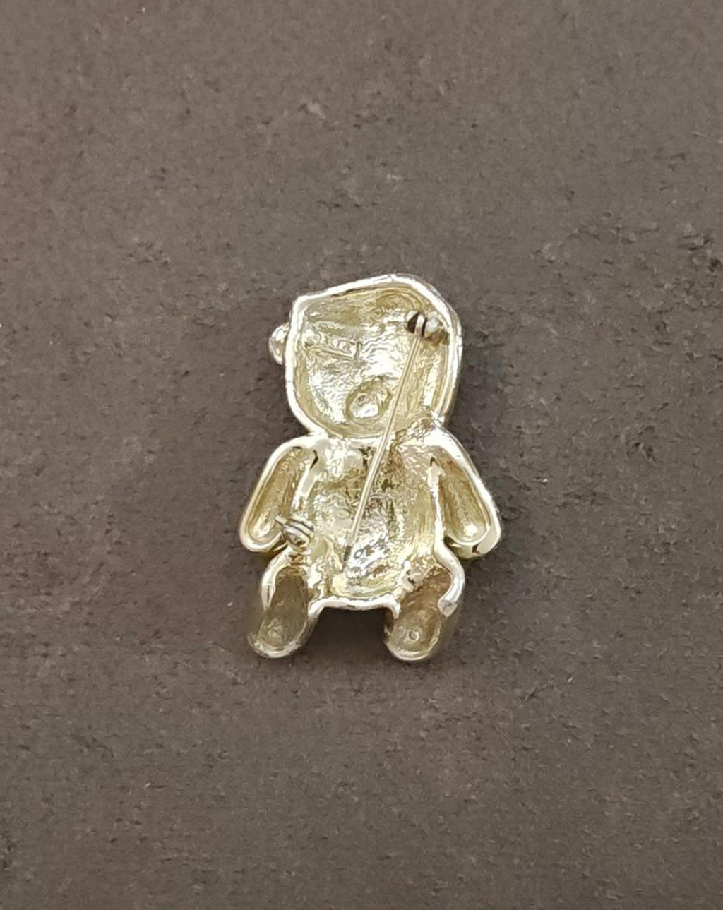 1990s AJC Gold Tone Three Dimensional Teddy Wearing a Santa Hat