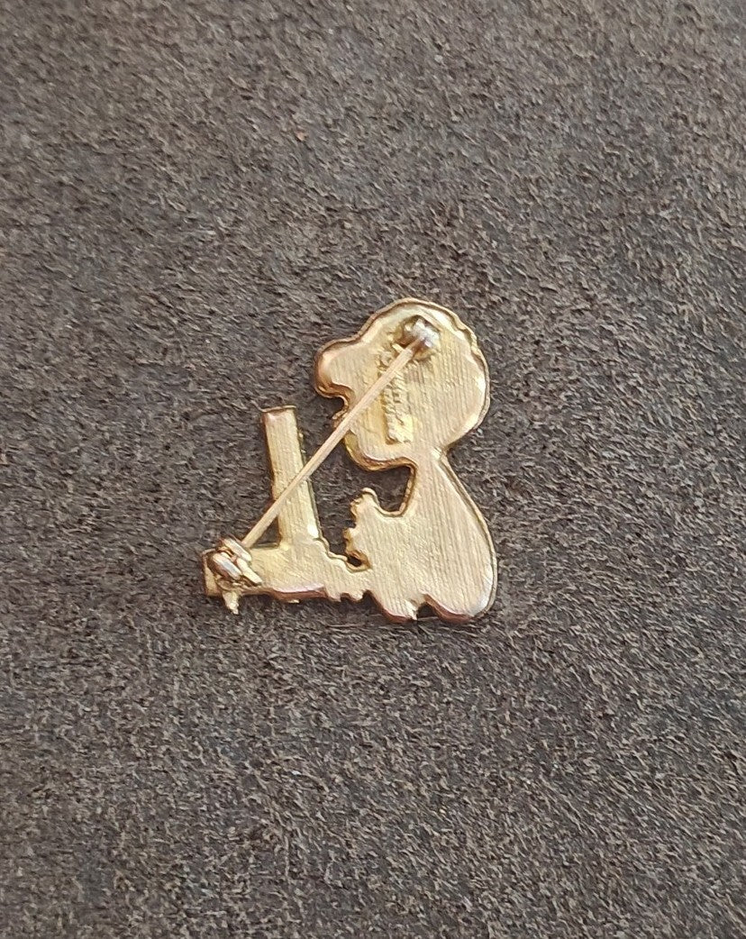 1970s Rare Peanuts Schroeder Playing Piano Cloisonné Gold Tone Enamel Pin