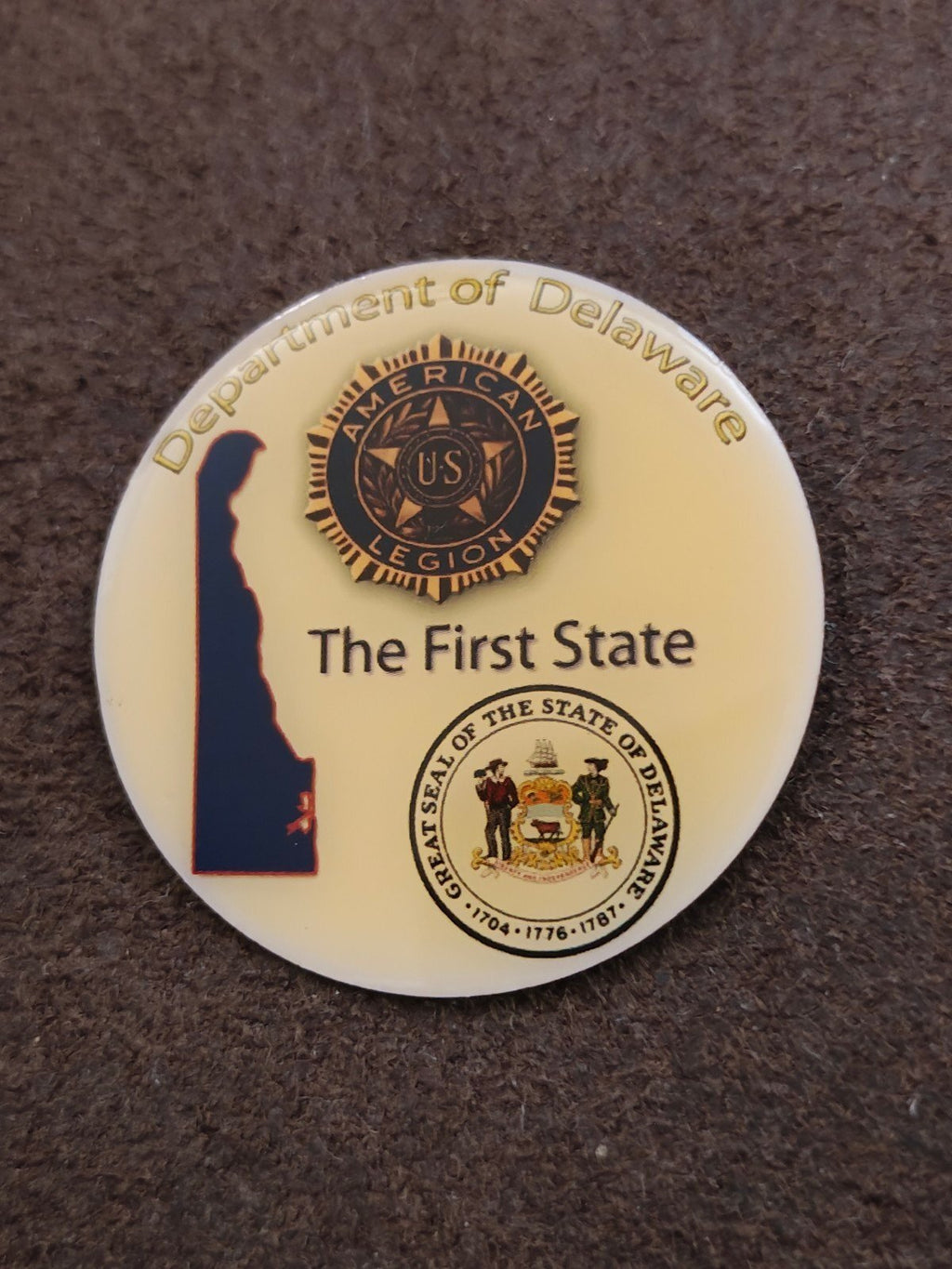 Rare American Legion Department of Delaware Gold Tone Pin