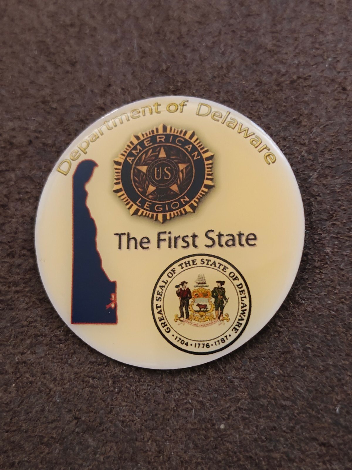 Rare American Legion Department of Delaware Gold Tone Pin
