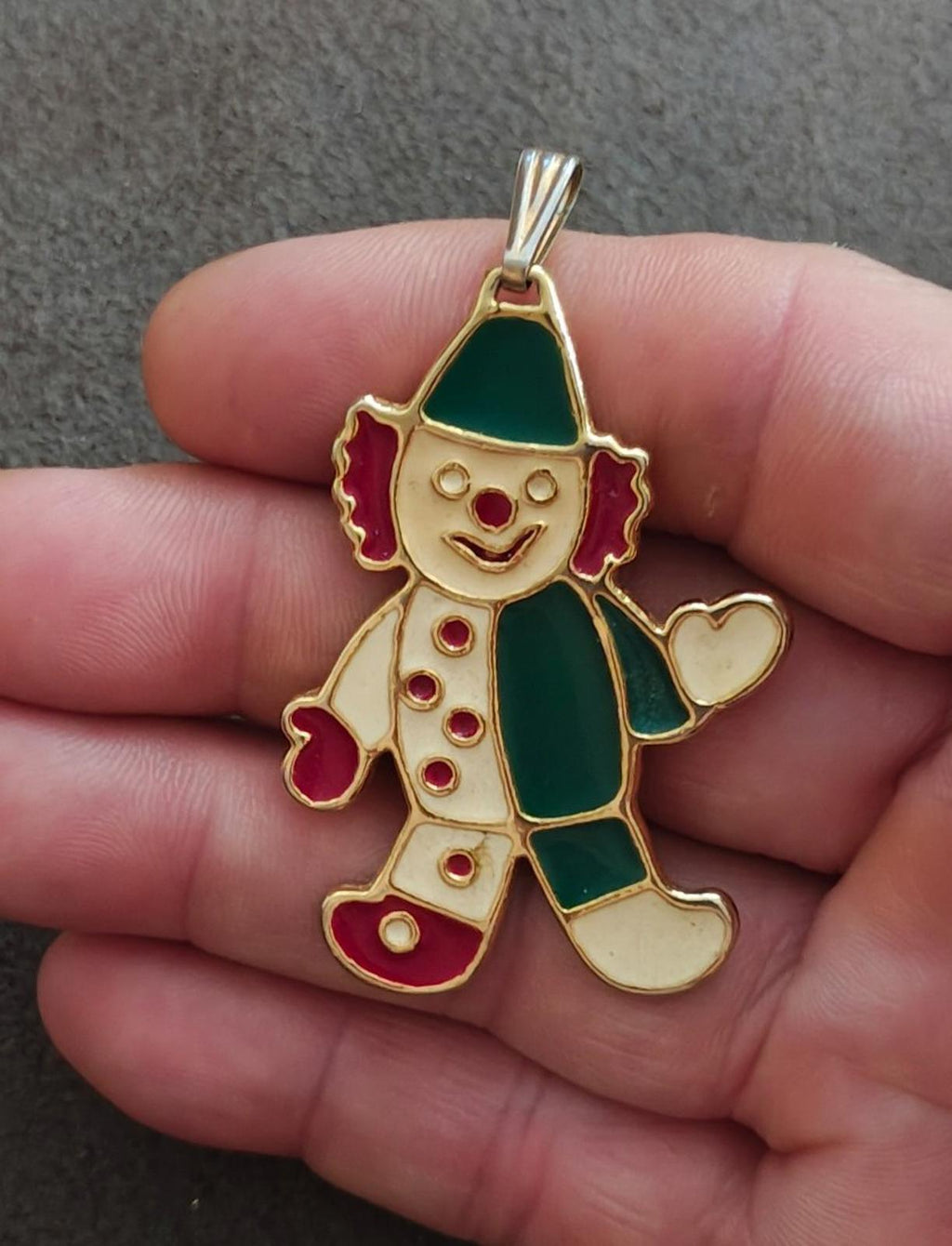 1980's Wallace Silversmiths Enamel Clown Cookie Cutter Ornament Pendant