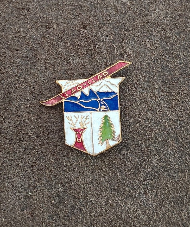1940s LLAO LLAO Ski Resort Argentina Gold Tone Enamel Pin