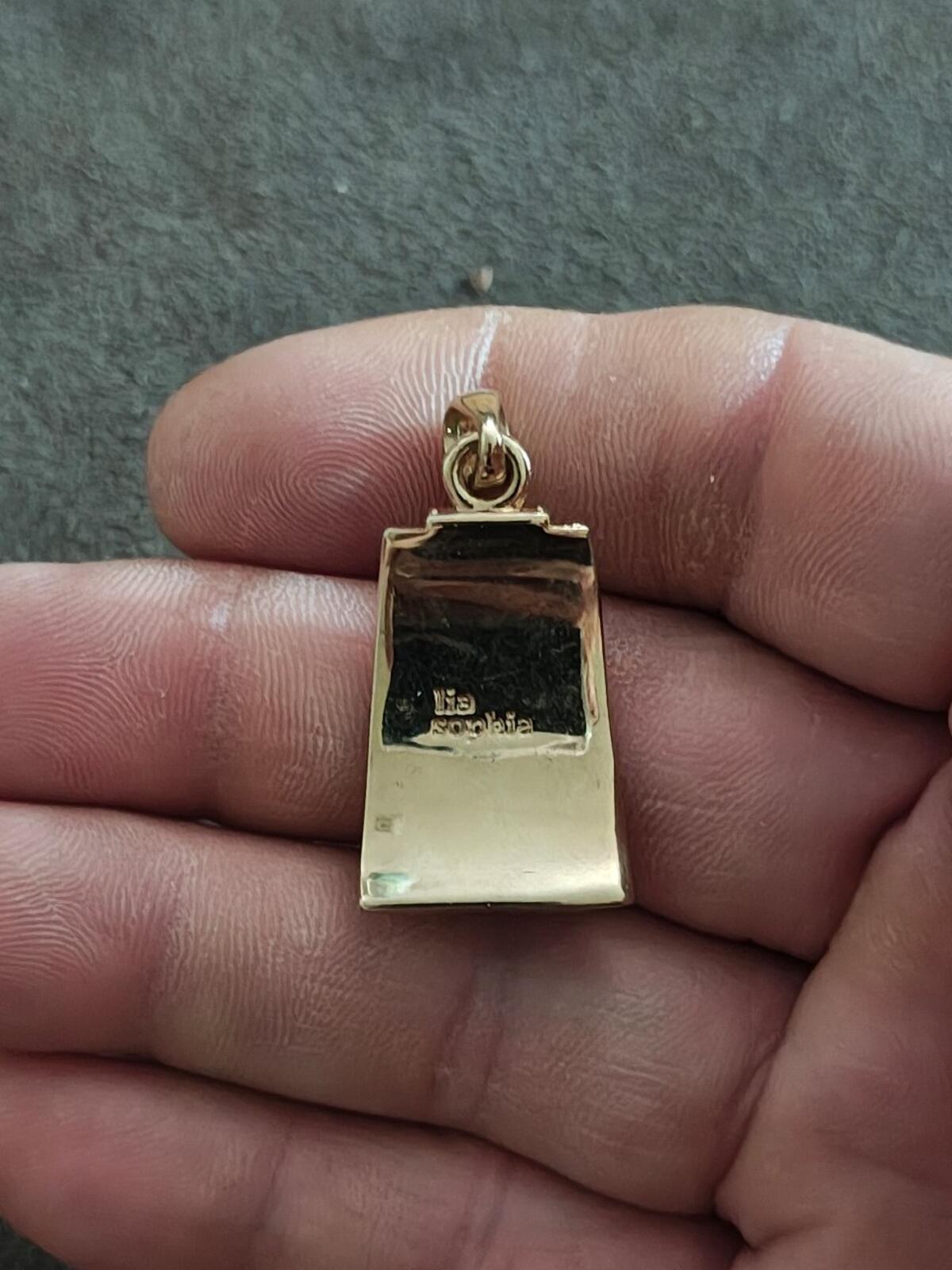 Signed Lia Sophia Refined Black Enamel Gold-Tone Slide Pendant