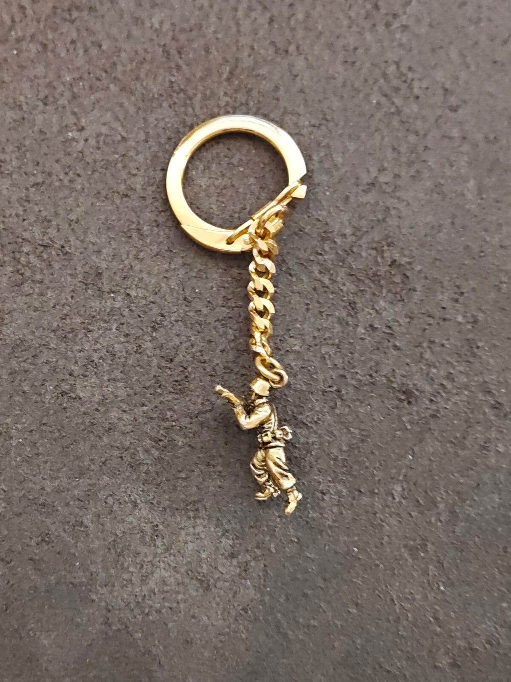 1990s Rare Gold Tone Tactical Soldier Miniature Figurine Keychain
