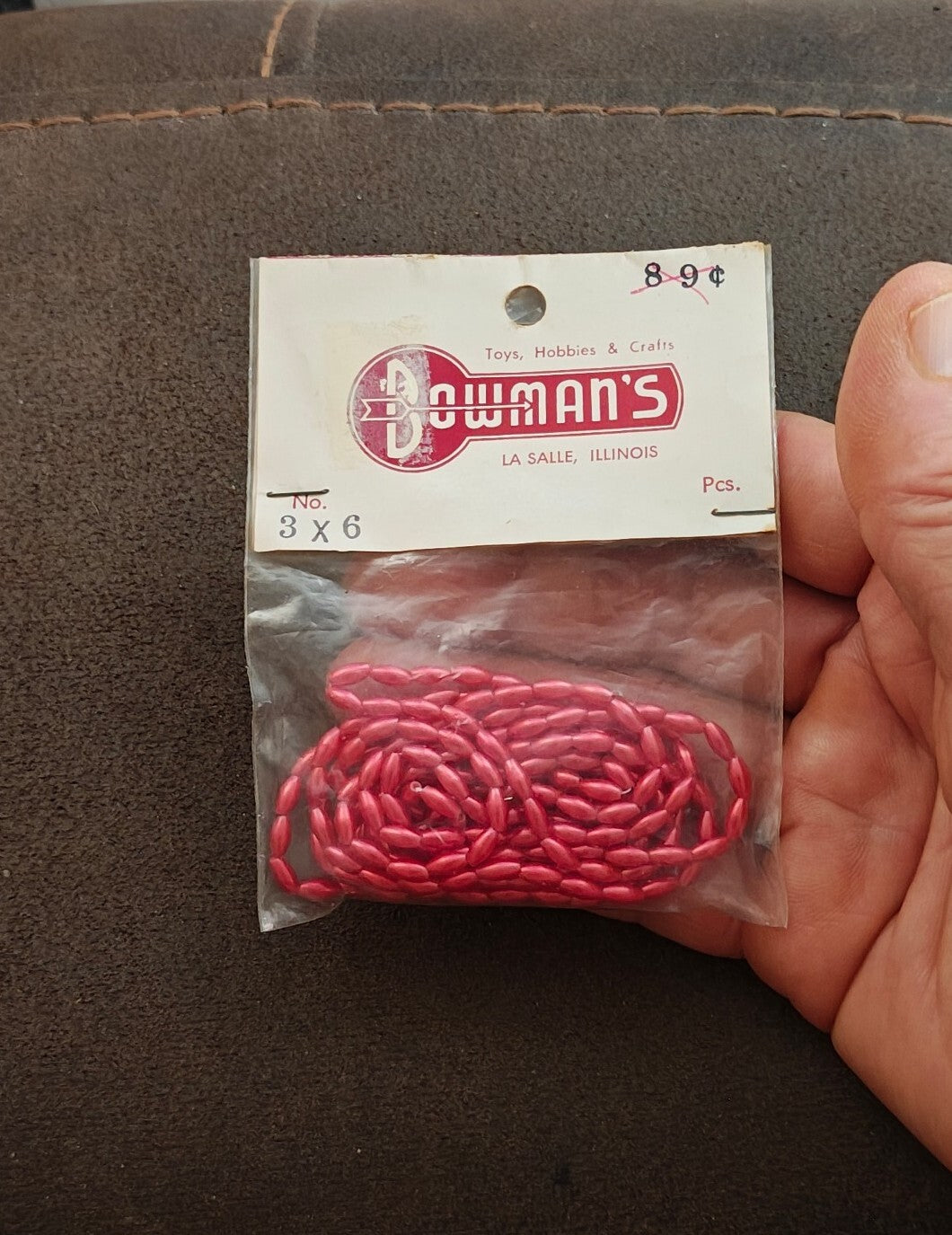 1960s/70s Pack Of Bowman's Brand Plastic Craft Beads From Lasalle Illinois NOS