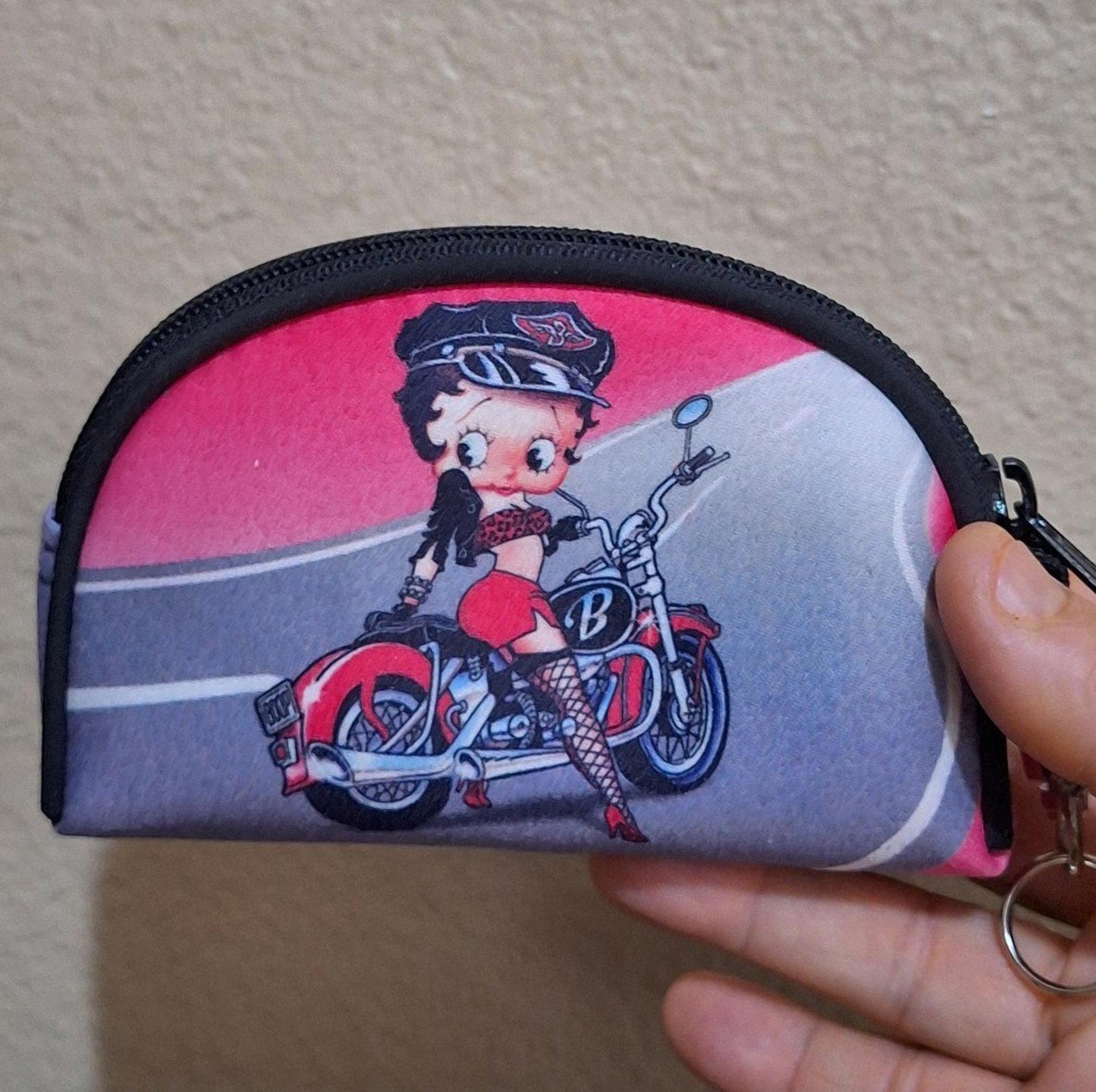 2002 Betty Boop Riding Her Motorcycle Wallet Coin Purse Cosmetic Bag