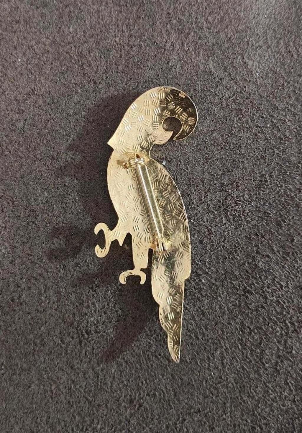 1980s Vintage Gold Tone Cloisonné Enamel Parrot Brooch Pin